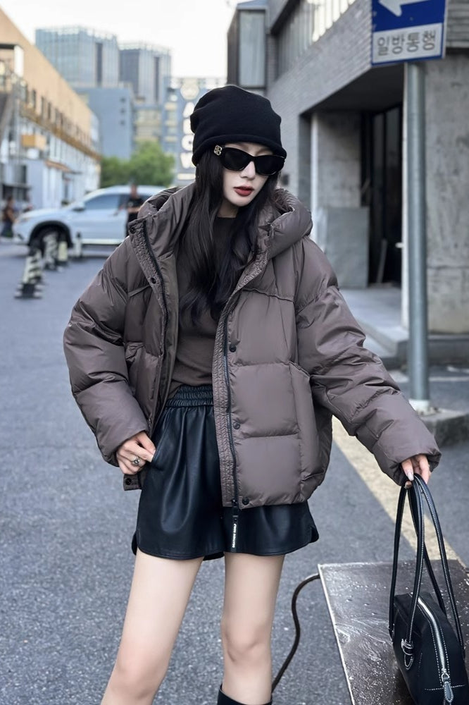 Cropped Oversized Duck Fill Puffer Jacket