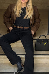 Distressed Suede Relaxed Fit Jacket