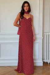 Sexy Polka Dot V-Neck Backless Cami Maxi Dress