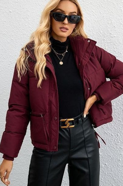 Modern Cropped Puffy Puffer Jacket M / Red