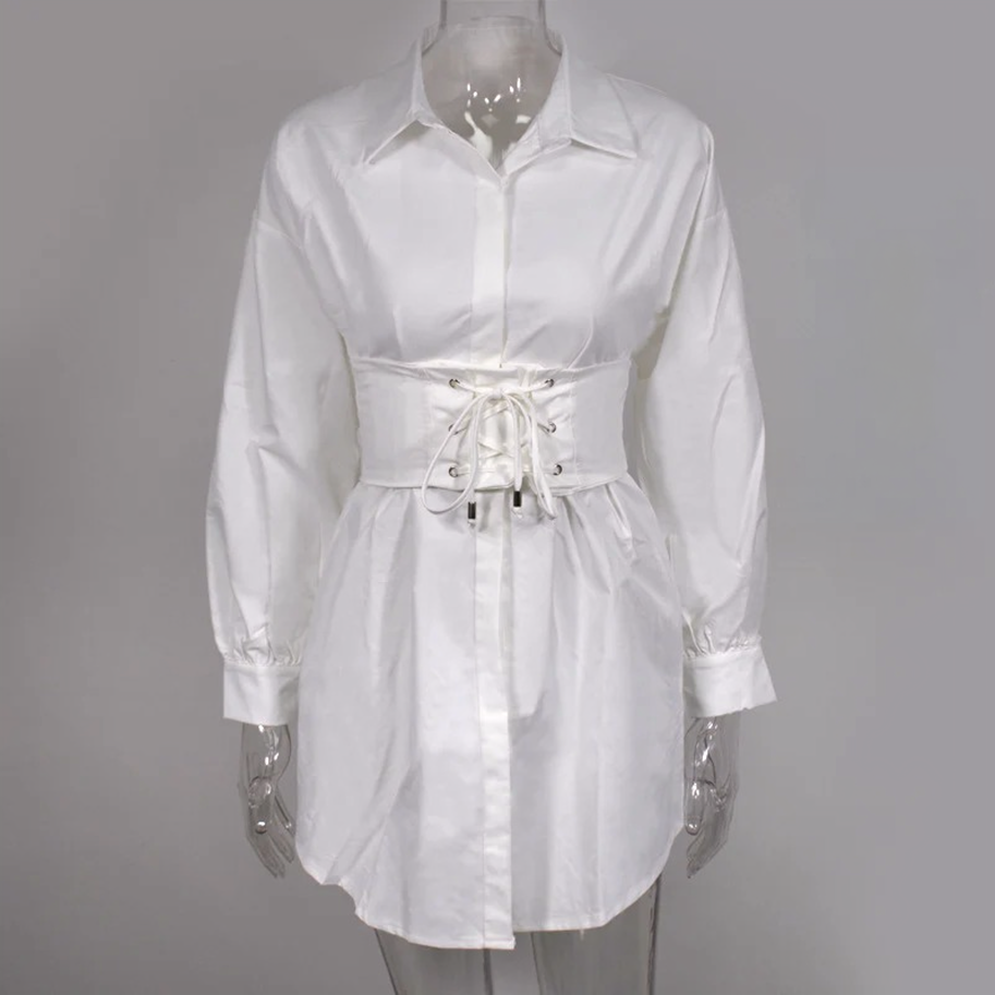 Julia Fashion - Solid Long Sleeve Women Shirt Dress