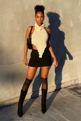 Asymmetrical Backless Knit Top