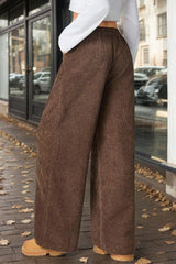 Draped Elastic Waist Wide Knit Pants