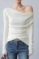 Chic Off Shoulder Fitted Knit Top