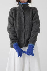 High Neck Shawl Collar Relaxed Sweater