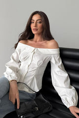 Off Shoulder Boat Neck Blouse