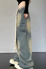 Wide Leg Patchwork Heart Jeans