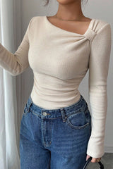 Classic Solid Color Slim Knit Top