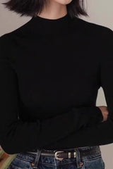 Wool Blend Mock Knit Top