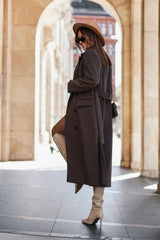 Blazer Lapel Belted Wool Sleeve Overcoat