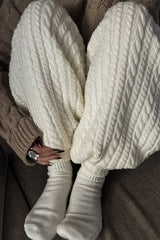 Thermal Ribbed Cuff Tapered Knit Pants