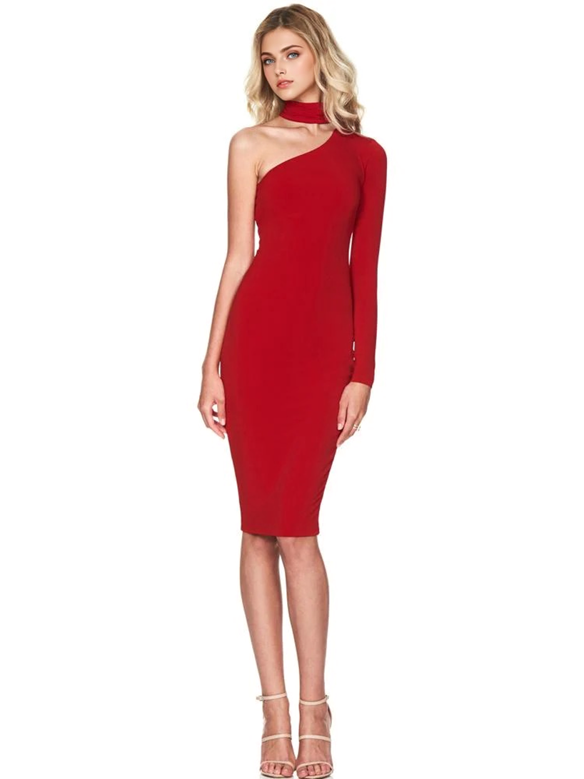 JuliaFashion - Unbelievers One Shoulder Bodycon Dress