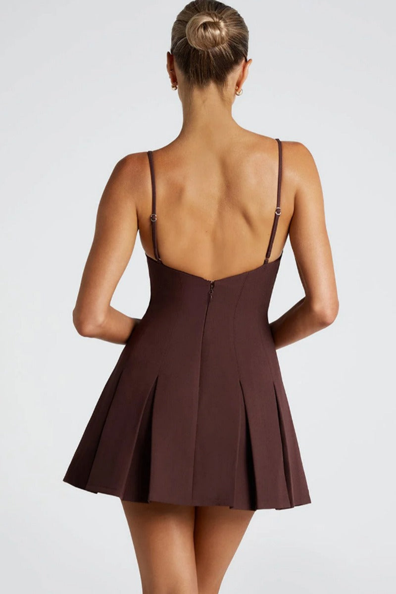Solid Color Wide Hem Sleeveless Cocktail Dress