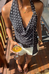 Polka Dot V Neck Cami Blouse