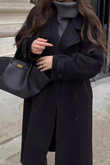 Double Breasted Relaxed Lapel Wool Overcoat