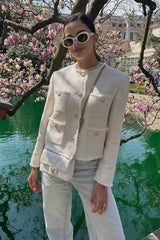 Tweed Single Breasted Short Coat White / XS coats