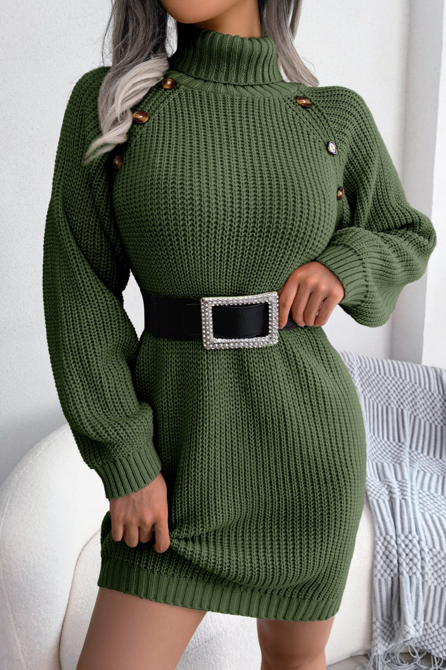 Long Sleeve Button Knit Sweater Dress