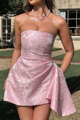 Strapless Jacquard Mini Party Dress