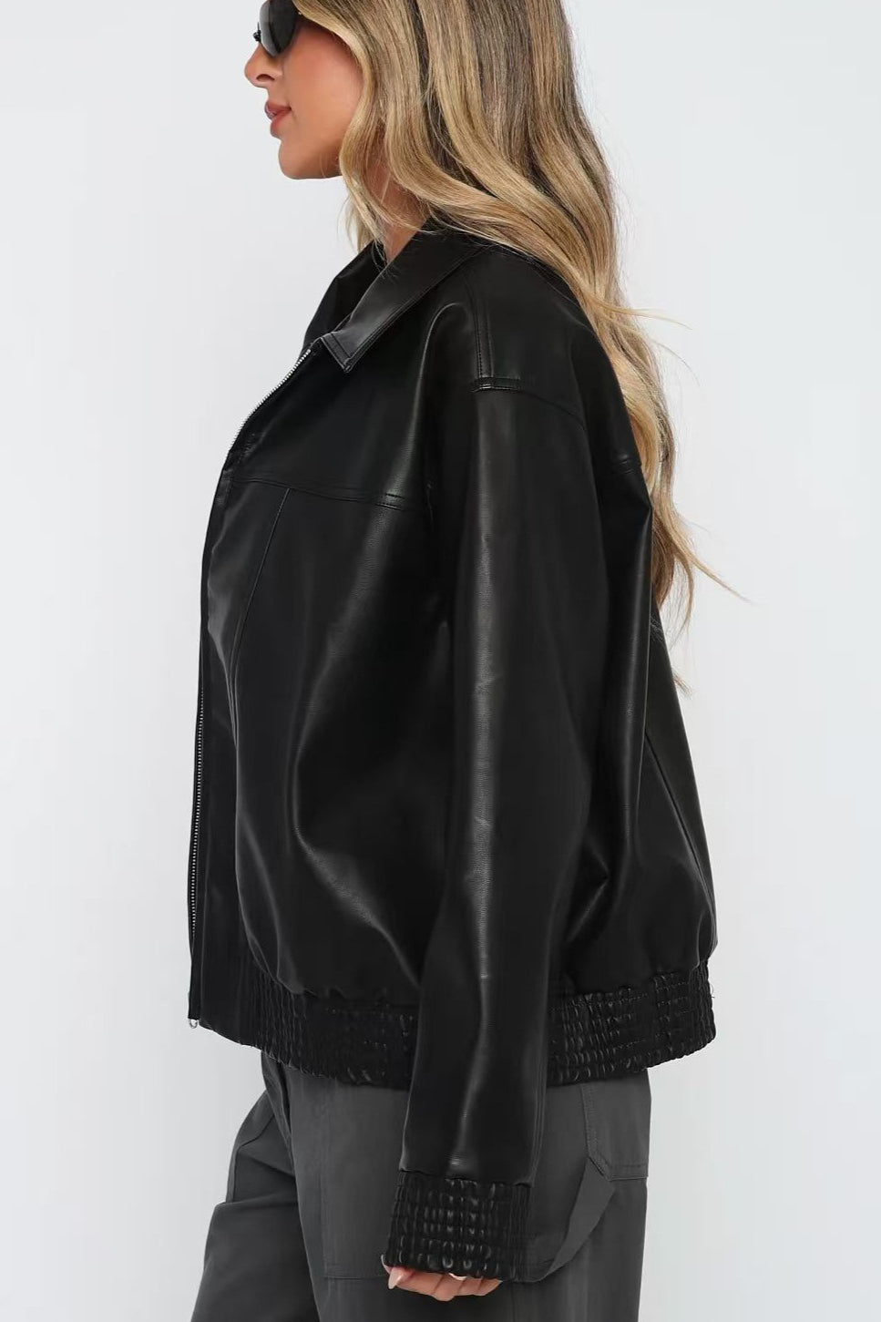 PU Leather Baseball Jacket