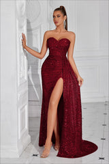 Strapless Split Maxi Party Dress