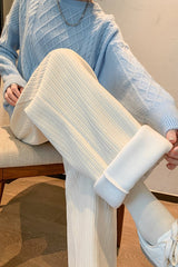 High Waist Corduroy Knit Pants