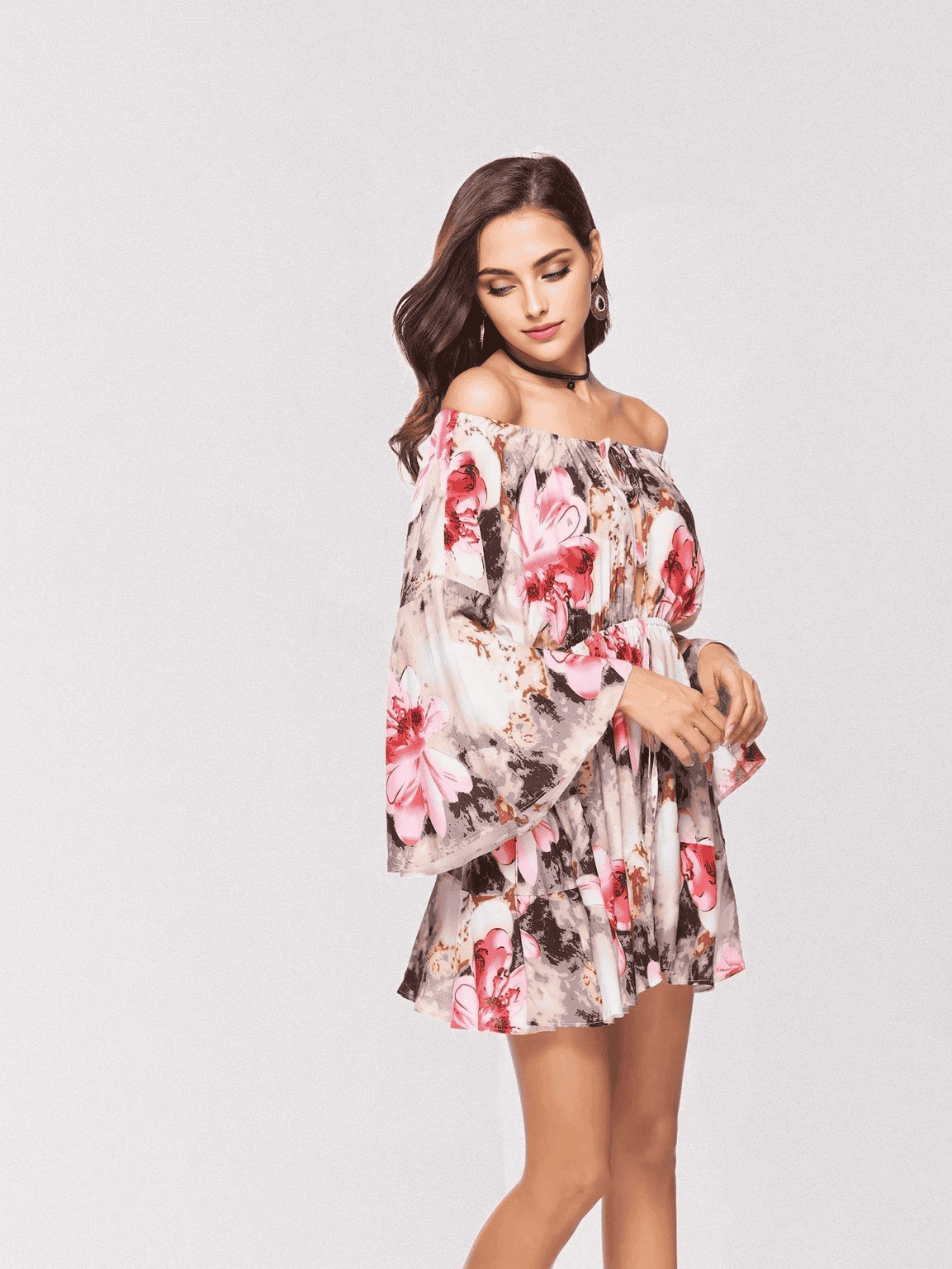 JuliaFashion - What Is Love Floral Off The Shoulder Dress