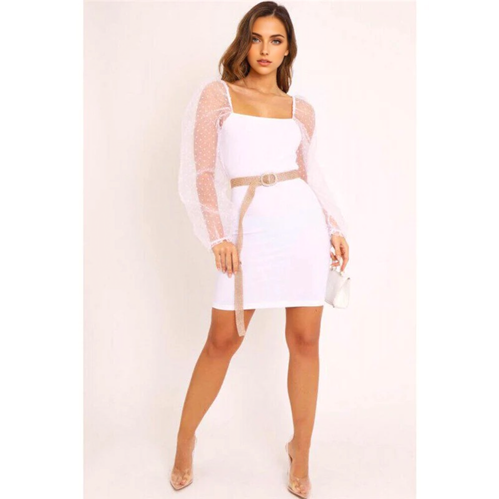 Julia Fashion - New Summer Women Mesh Sheer Bodycon Mini Dress