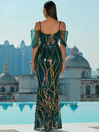 JuliaFashion - Sequin Sexy Backless Bodycon Even Maxi Elegant Dress