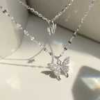 JuliaFashion-Double Butterfly Sterling Silver Necklace