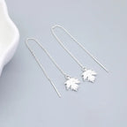 JuliaFashion-Elegant Silver Maple Leaf Tassel Earring