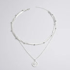 JuliaFashion-Exquisite Three-Layer Silver Round Necklace