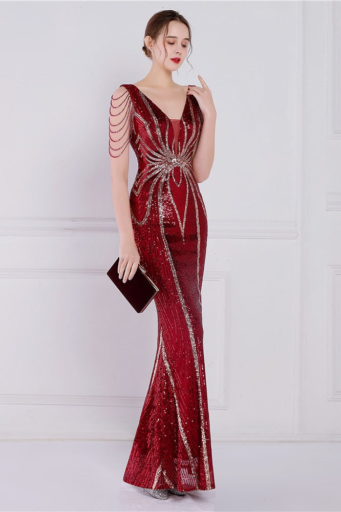 Beaded Floral Sequin Mermaid Party Dress