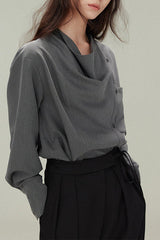 Vintage Relaxed Draped Neck Blouse