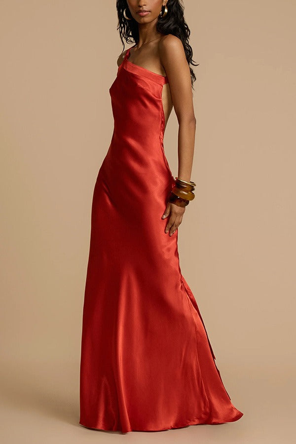 Satin One Shoulder Bodycon Formal Dress