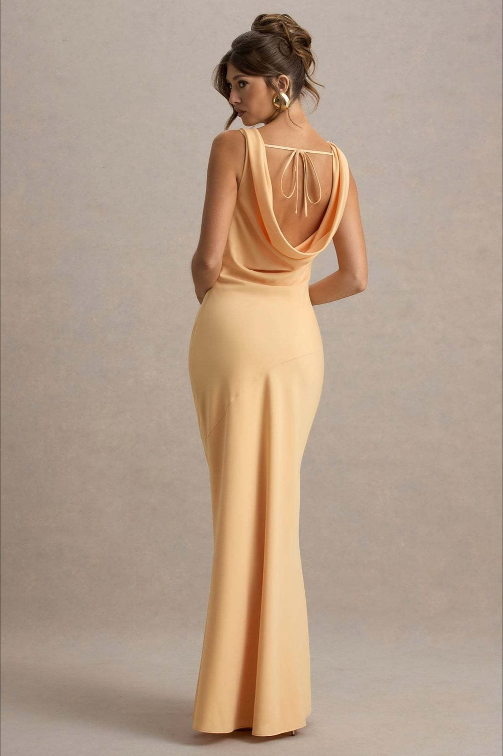Satin Cowl Neck Fishtail Party Dress