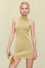 Halter Turtleneck Knit Sweater Dress