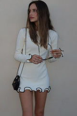 Elegant Round Neck Ruffle Cocktail Dress