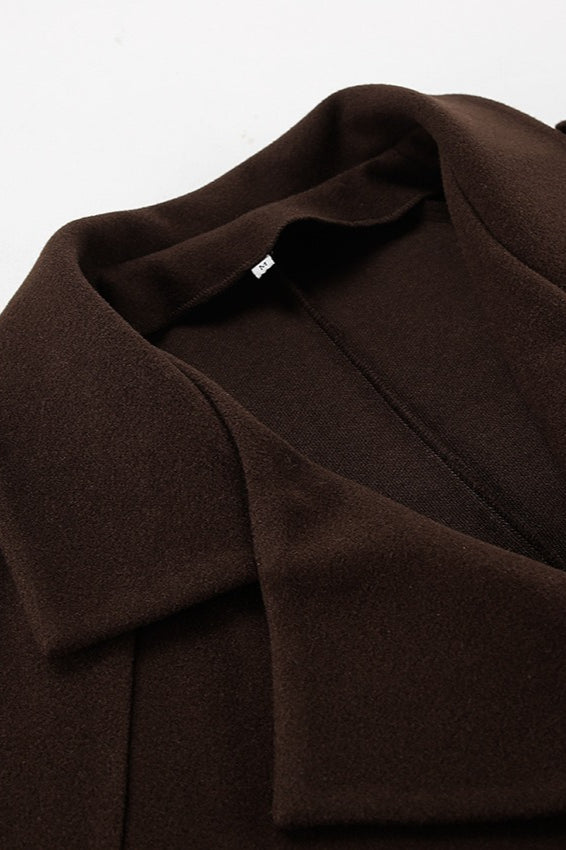 Brown Wool Blend Double Breasted Jacket