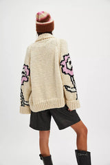Graphic Print Cardigan One Size / Beige