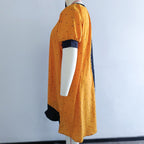 JuliaFashion-Contrast Color Round Neck Dot Ruffle Hem Dresses