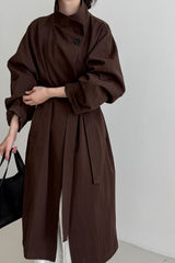Oversized One Button Stand Collar Overcoat
