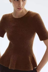 Relaxed Hem Detail Ribbed Knit Top