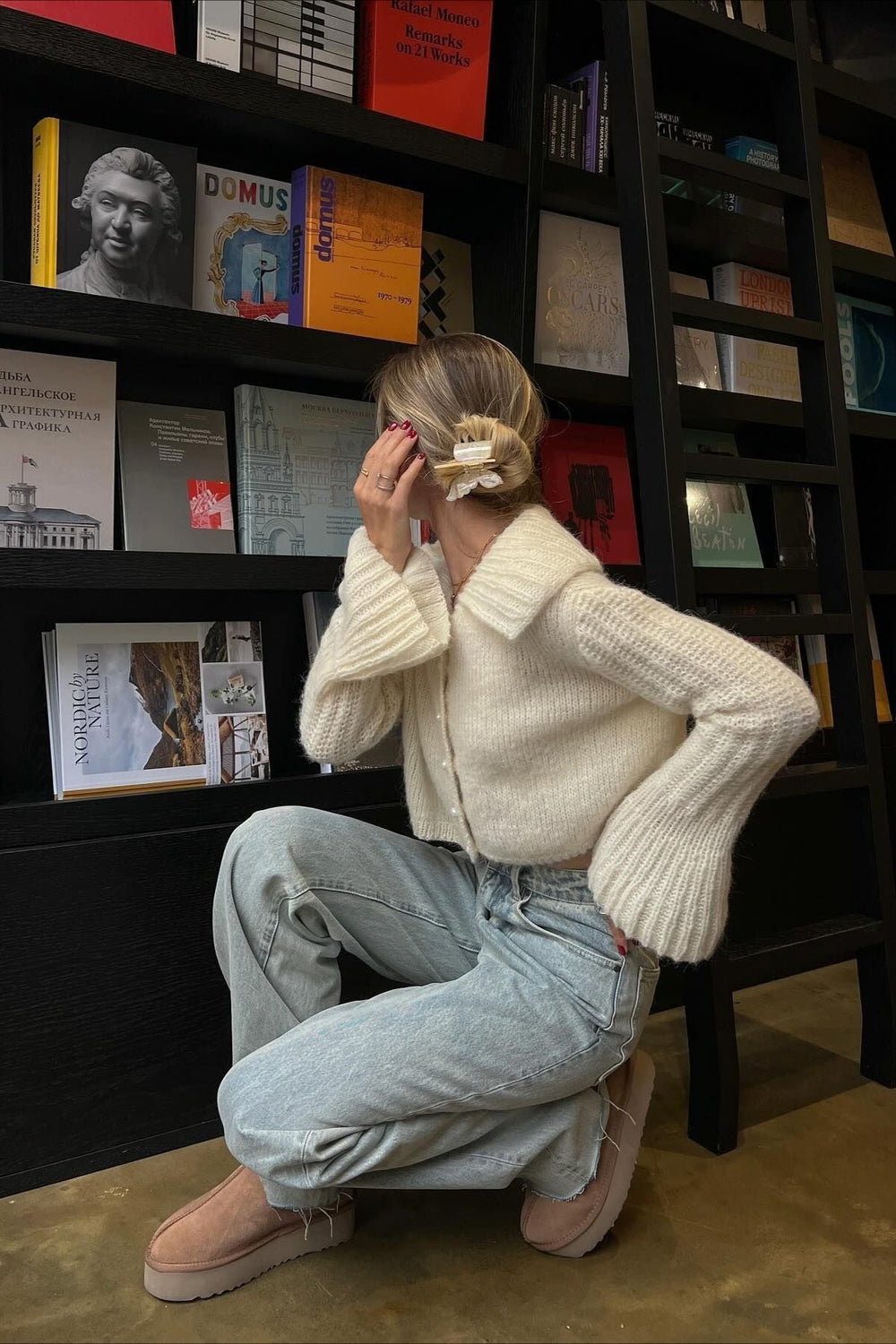 Ruffled Collar Flare Sleeve Knit Sweater