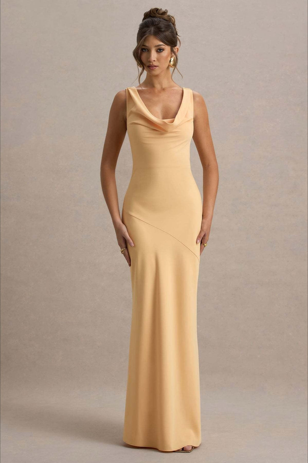 Satin Cowl Neck Fishtail Party Dress