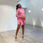 Julia Fashion - Sexy Ribbed Turtleneck Long Sleeve Bodycon Mini Dress