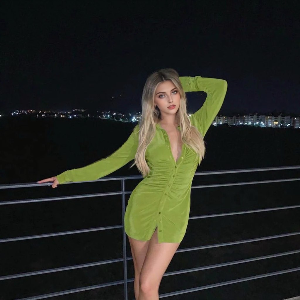 Julia Fashion - New Pleated Long-Sleeved Dress