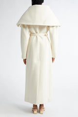 Wide Lapel Long Wool Blend Overcoat