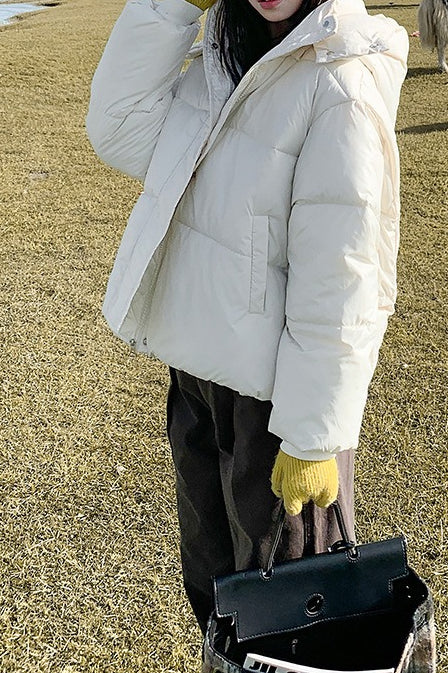 Cropped Plush Lined Oversized Puffer Jacket