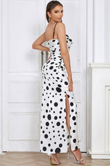 Polka Dot Pleated Cami Maxi Dress