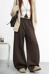 Fleece Lined Curved High Waist Knit Pants